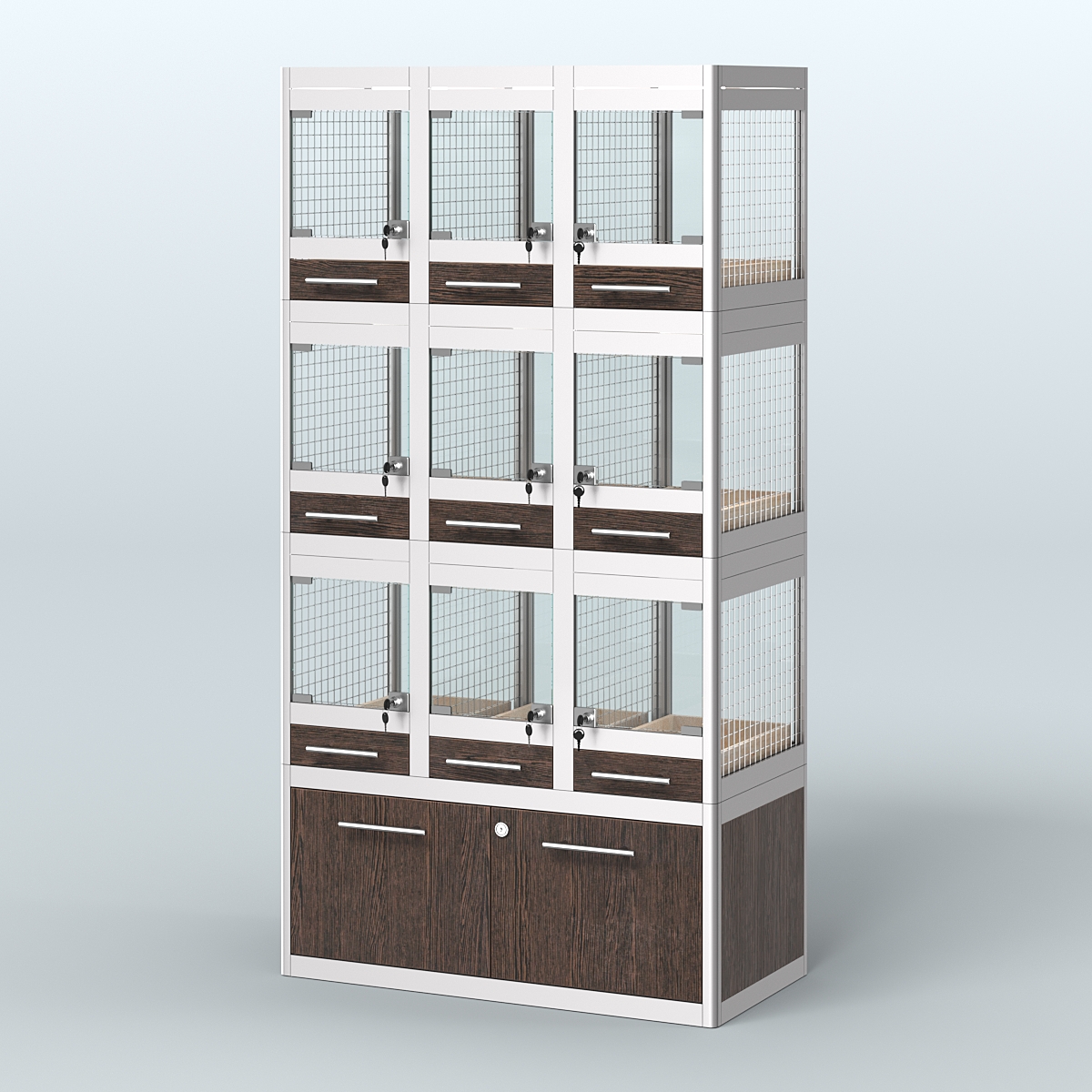 Витрина средняя с подсветкой для продажи - мелких грызунов в зоомагазин серии ДЕГУ-С-03 Дуб Венге