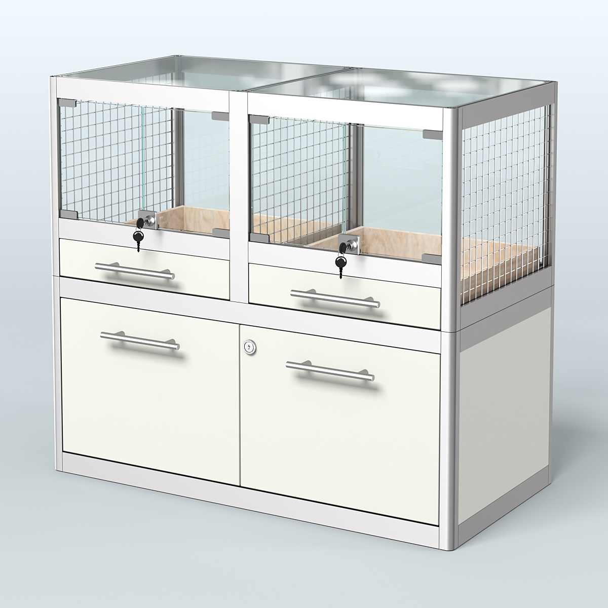 Витрина низкая для продажи животных - крупных грызунов в зоомагазин серии ШИНШИЛЛА-01 Белый