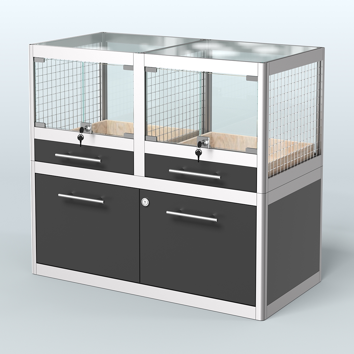 Витрина низкая для продажи животных - крупных грызунов в зоомагазин серии ШИНШИЛЛА-01 Черный