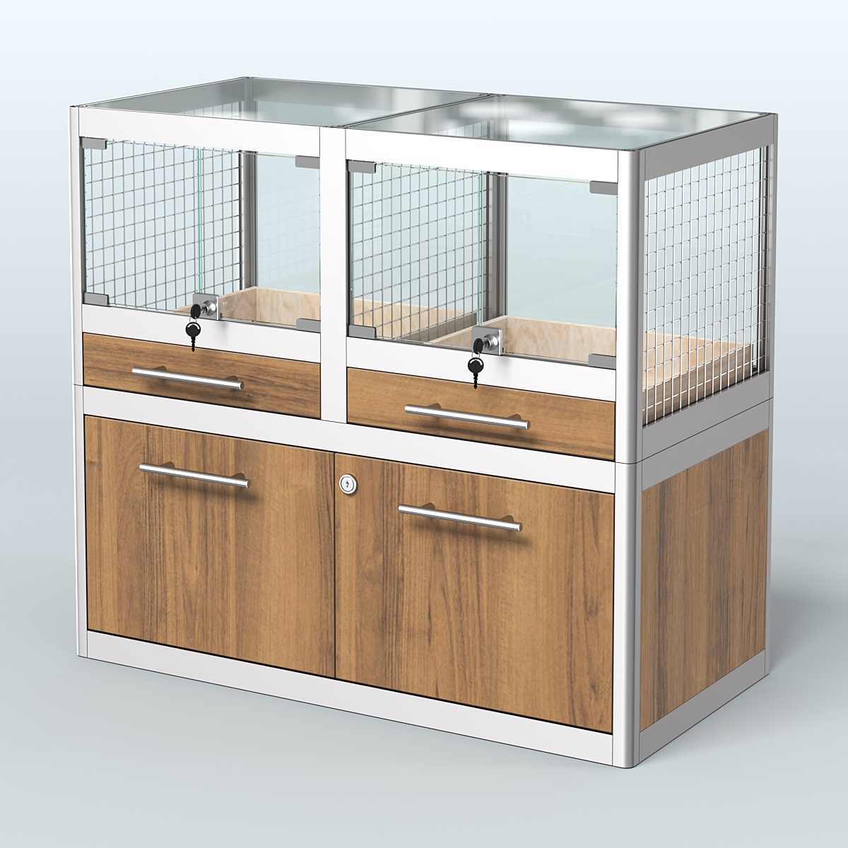 Витрина низкая для продажи животных - крупных грызунов в зоомагазин серии ШИНШИЛЛА-01 Орех