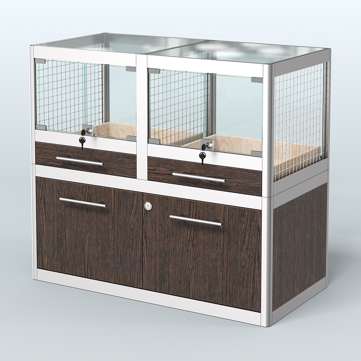 Витрина низкая для продажи животных - крупных грызунов в зоомагазин серии ШИНШИЛЛА-01 Дуб Венге