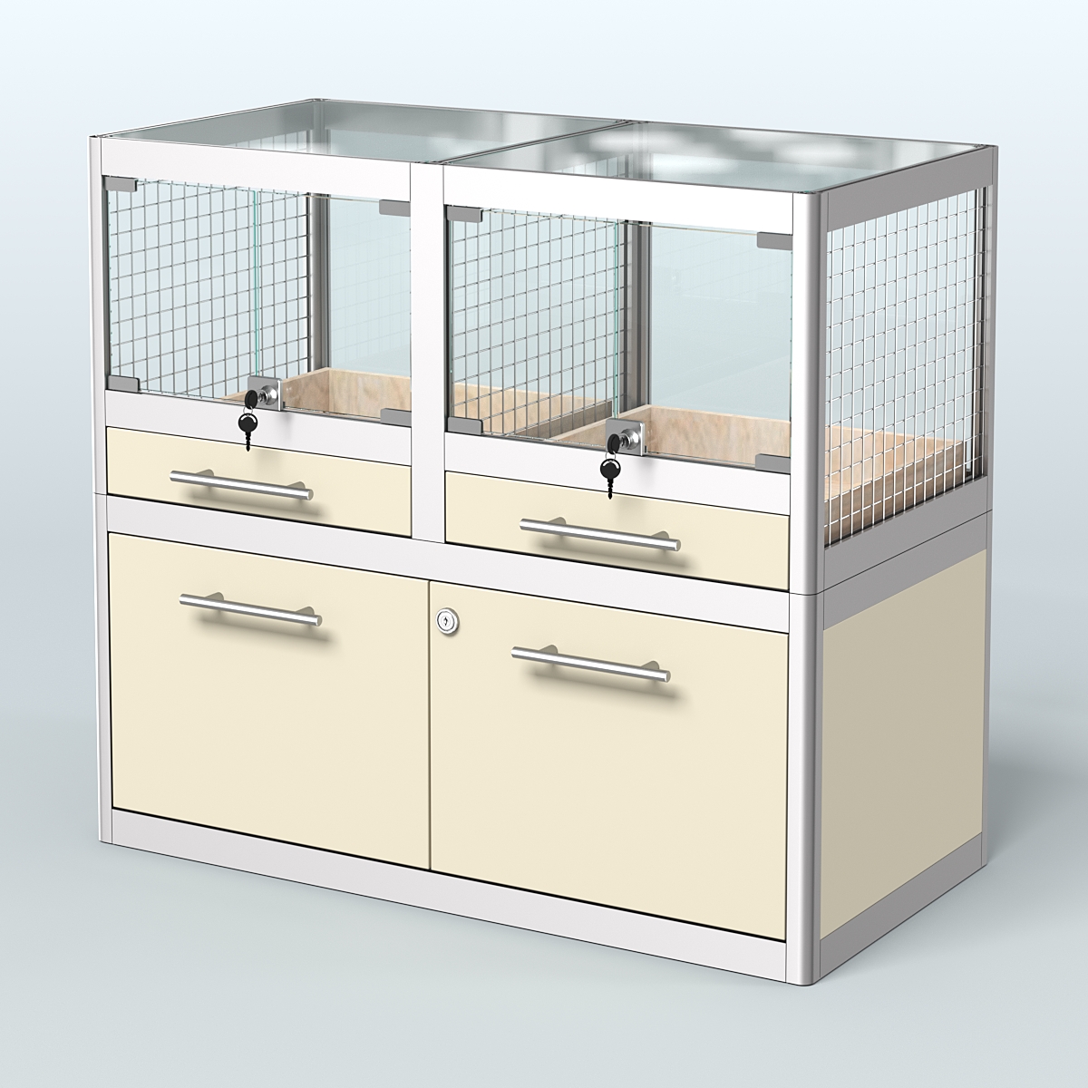 Витрина низкая для продажи животных - крупных грызунов в зоомагазин серии ШИНШИЛЛА-01 Крем Вайс