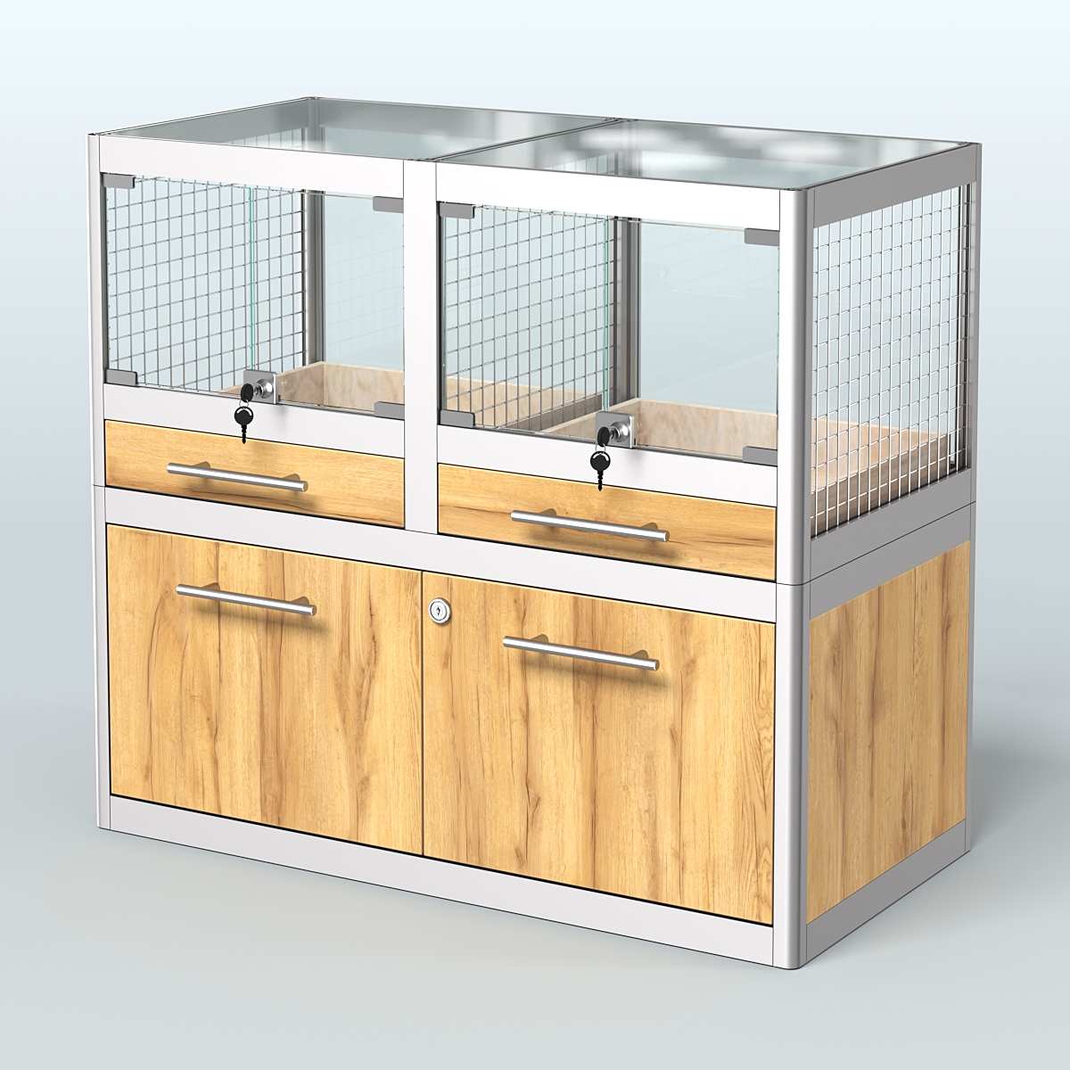 Витрина низкая для продажи животных - крупных грызунов в зоомагазин серии ШИНШИЛЛА-01 Дуб Золотистый