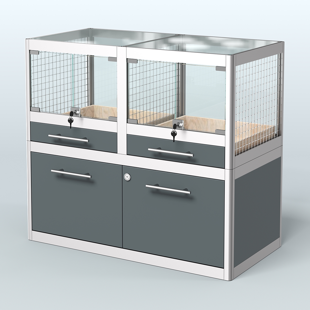 Витрина низкая для продажи животных - крупных грызунов в зоомагазин серии ШИНШИЛЛА-01 Темно-Серый