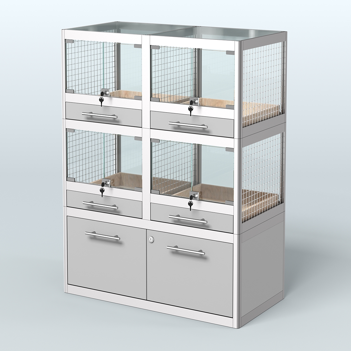 Витрина малая для продажи животных - крупных грызунов в зоомагазин серии ШИНШИЛЛА-02 Серый