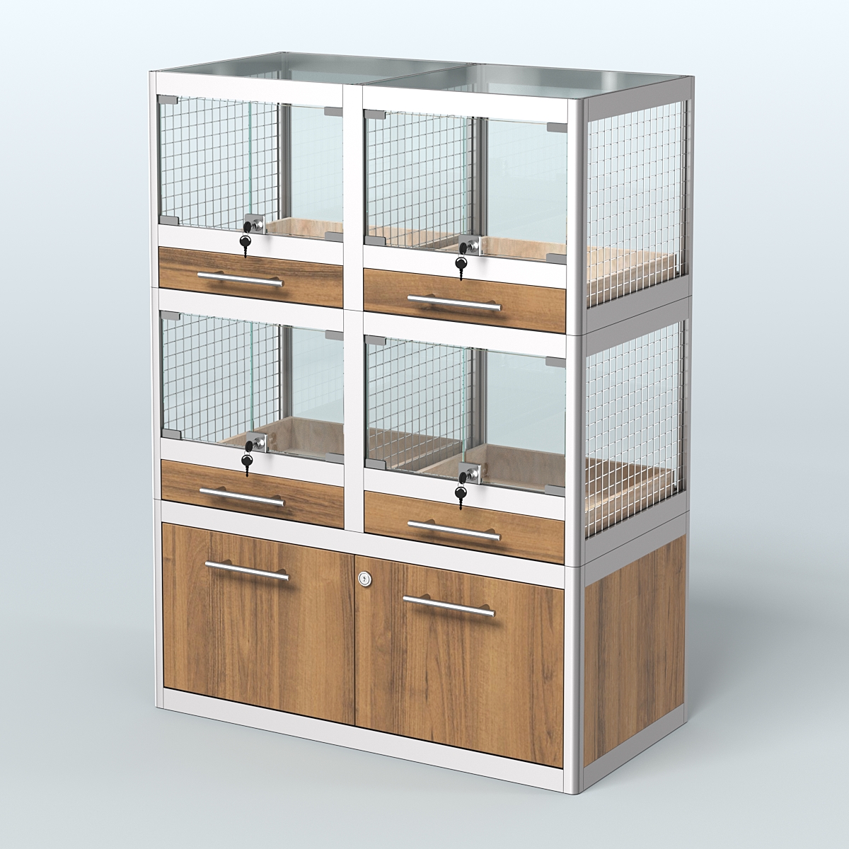 Витрина малая для продажи животных - крупных грызунов в зоомагазин серии ШИНШИЛЛА-02 Орех