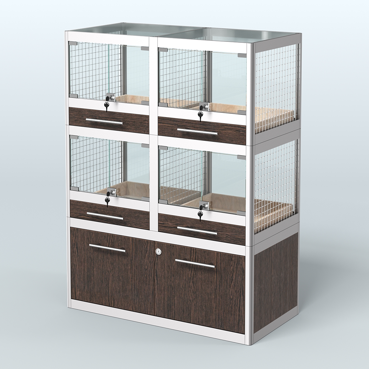 Витрина малая для продажи животных - крупных грызунов в зоомагазин серии ШИНШИЛЛА-02 Дуб Венге