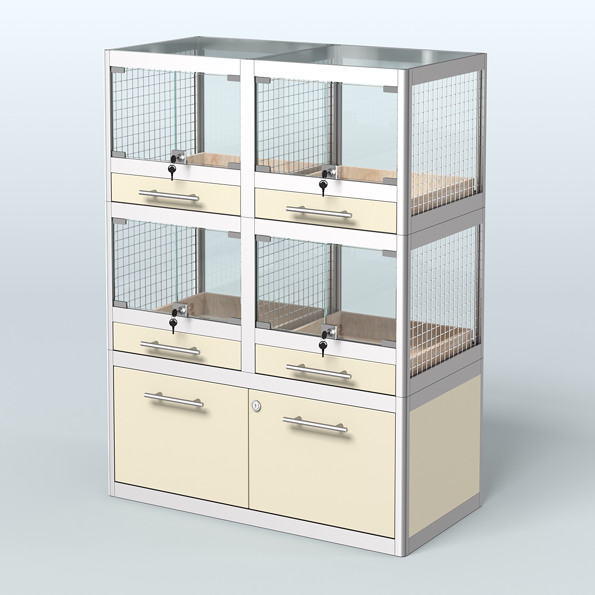 Витрина малая для продажи животных - крупных грызунов в зоомагазин серии ШИНШИЛЛА-02 Крем Вайс