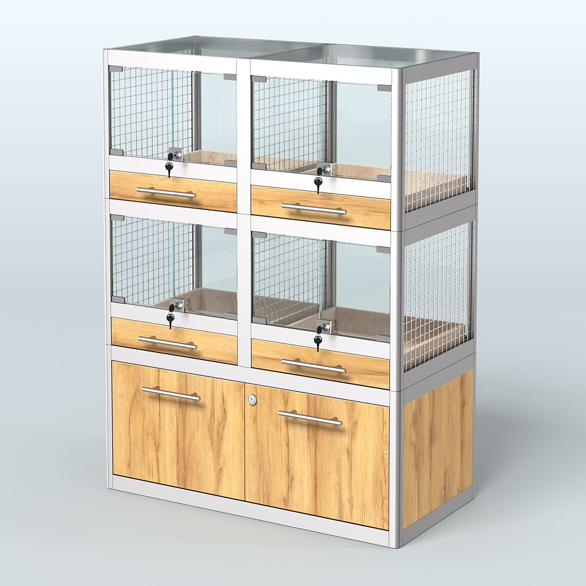 Витрина малая для продажи животных - крупных грызунов в зоомагазин серии ШИНШИЛЛА-02 Дуб Золотистый