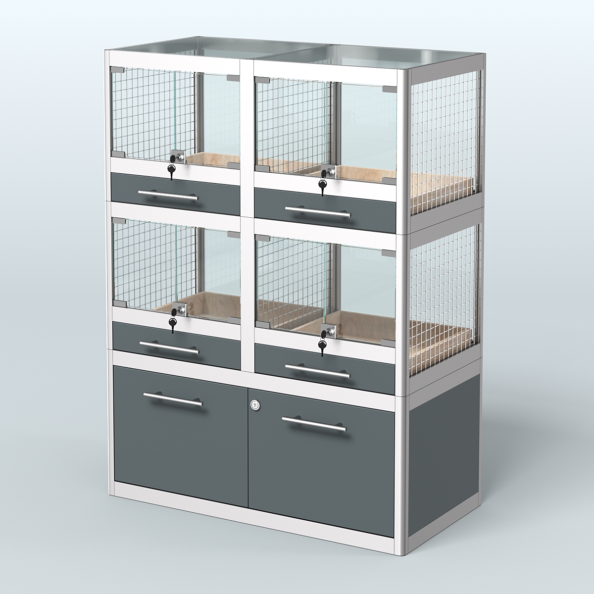 Витрина малая для продажи животных - крупных грызунов в зоомагазин серии ШИНШИЛЛА-02 Темно-Серый