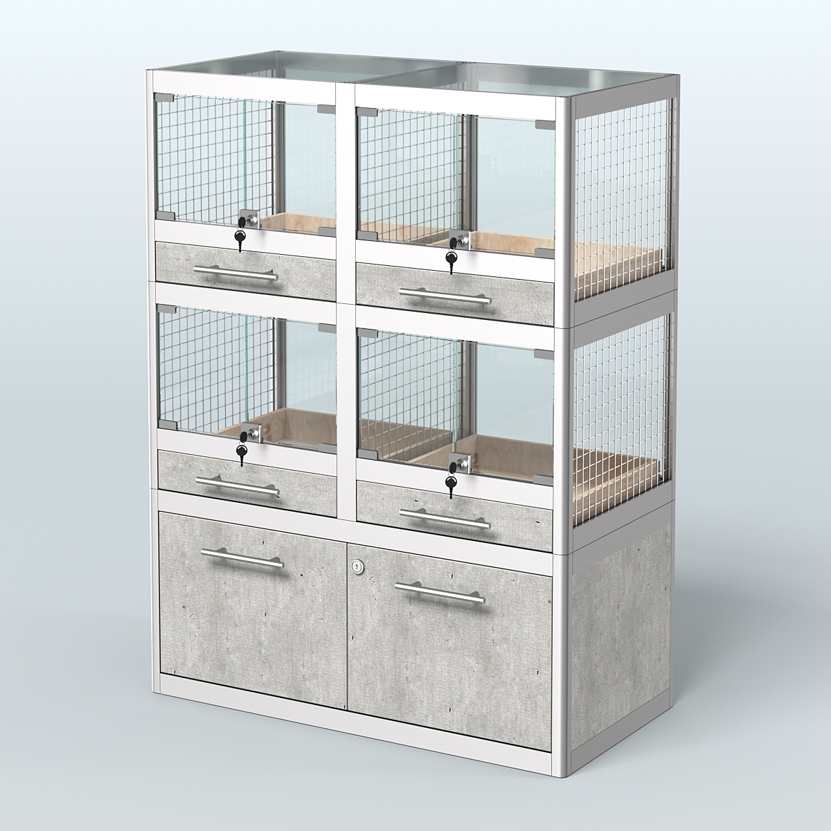 Витрина малая для продажи животных - крупных грызунов в зоомагазин серии ШИНШИЛЛА-02 Метрополитан Грей