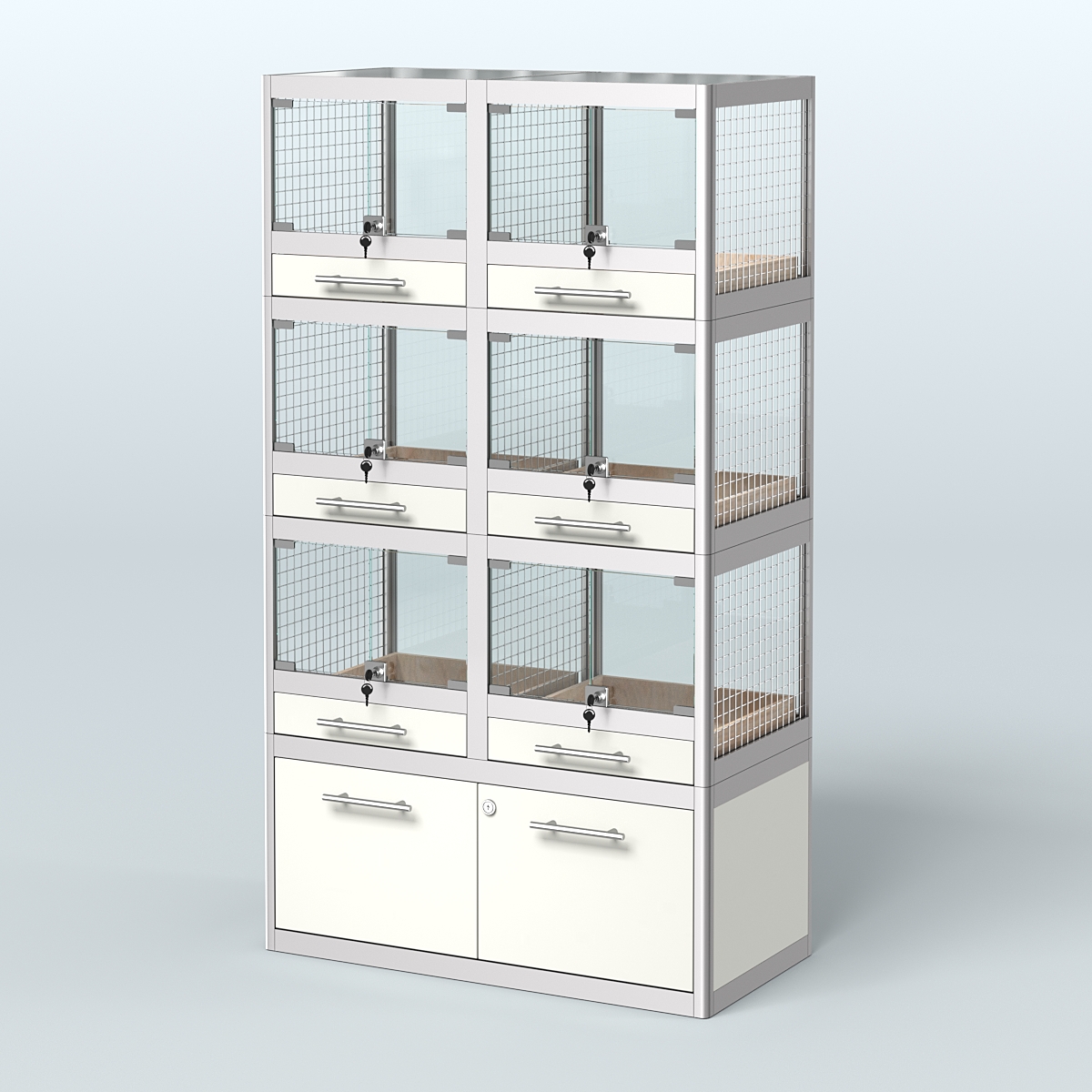 Витрина средняя для продажи животных - крупных грызунов в зоомагазин серии ШИНШИЛЛА-03 Белый