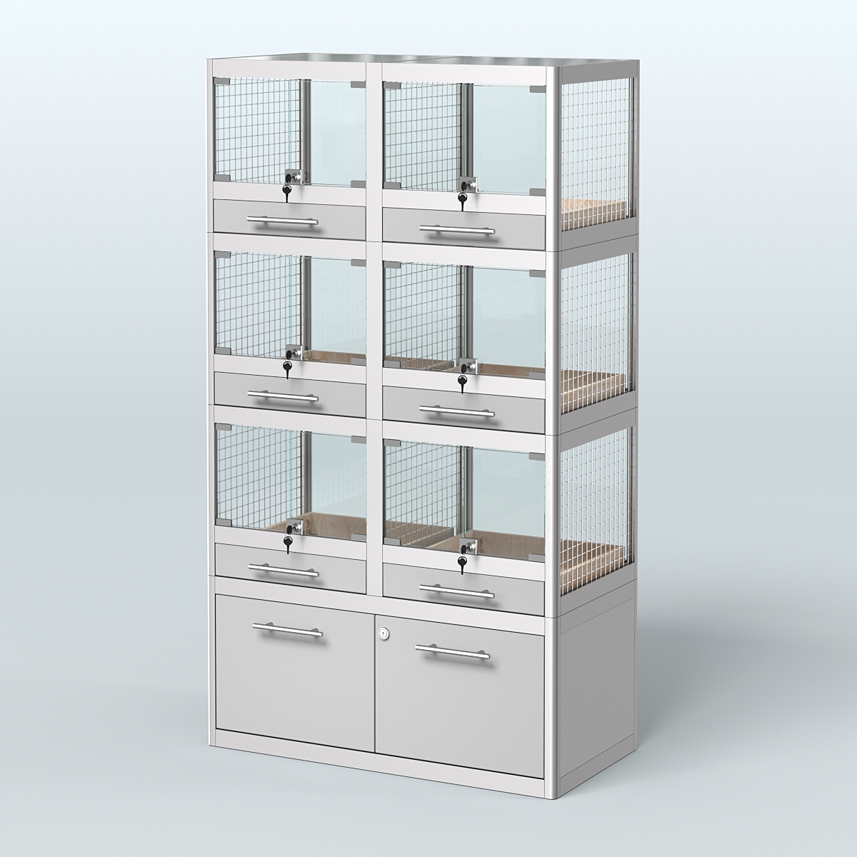 Витрина средняя для продажи животных - крупных грызунов в зоомагазин серии ШИНШИЛЛА-03 Серый