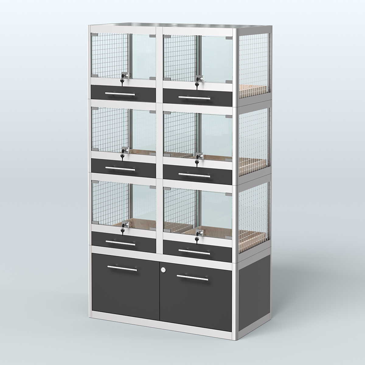 Витрина средняя для продажи животных - крупных грызунов в зоомагазин серии ШИНШИЛЛА-03 Черный