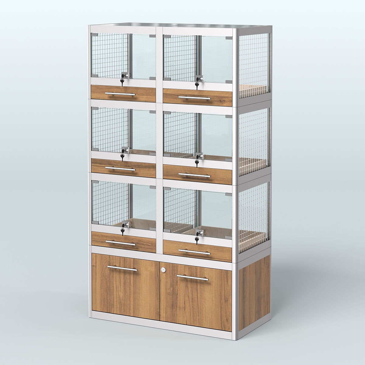 Витрина средняя для продажи животных - крупных грызунов в зоомагазин серии ШИНШИЛЛА-03 Орех