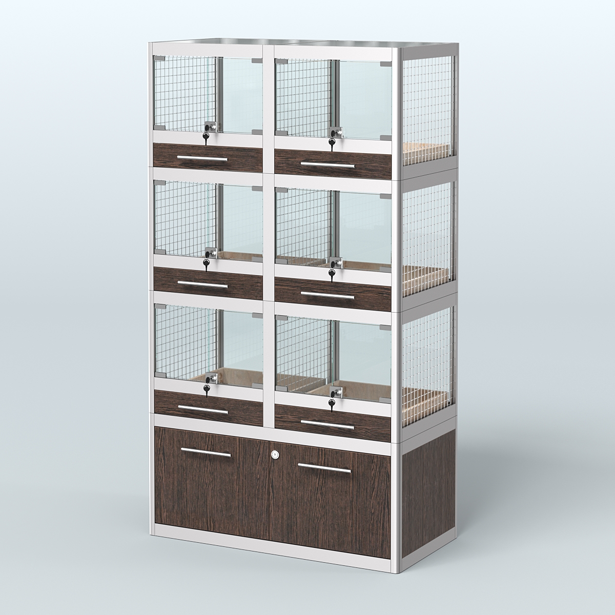 Витрина средняя для продажи животных - крупных грызунов в зоомагазин серии ШИНШИЛЛА-03 Дуб Венге