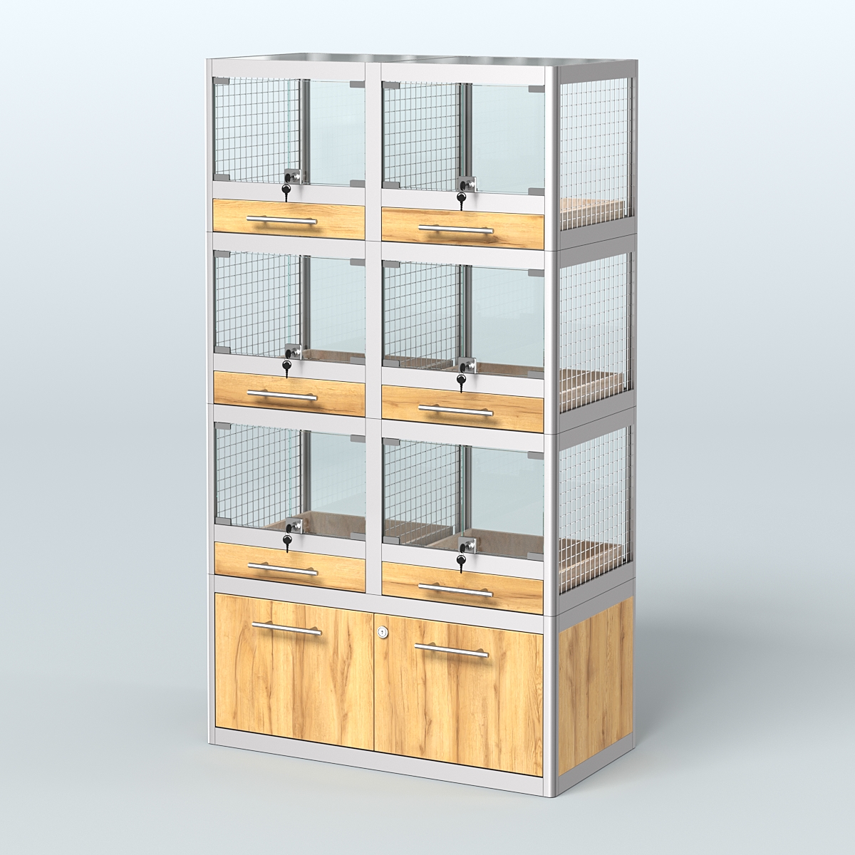 Витрина средняя для продажи животных - крупных грызунов в зоомагазин серии ШИНШИЛЛА-03 Дуб Золотистый