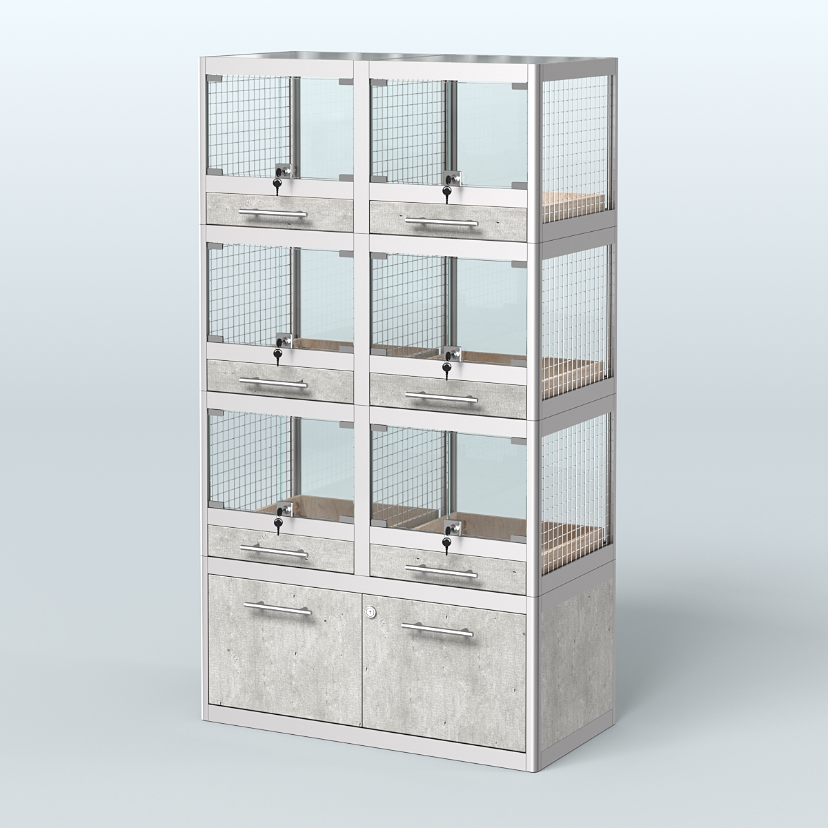 Витрина средняя для продажи животных - крупных грызунов в зоомагазин серии ШИНШИЛЛА-03 Метрополитан Грей