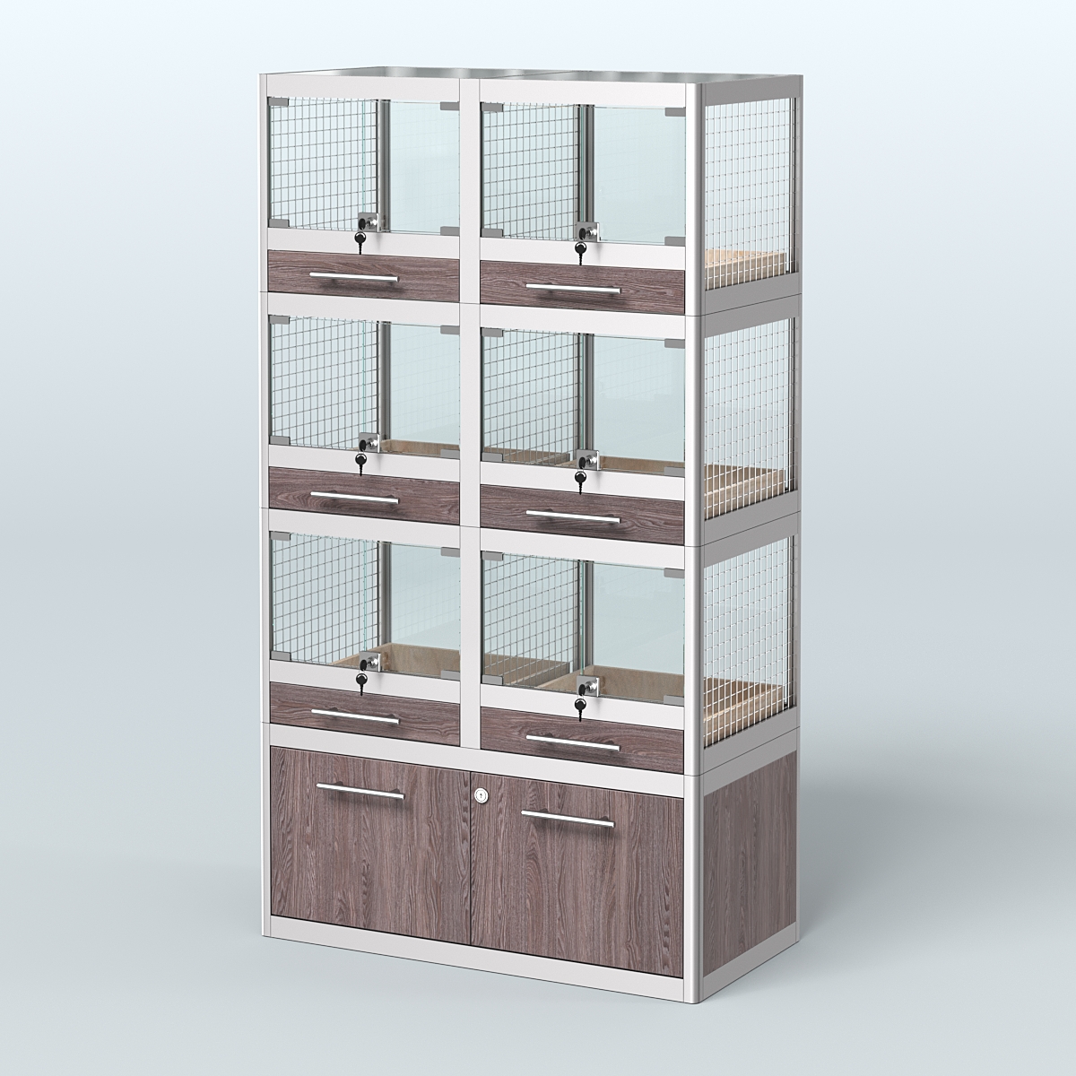 Витрина средняя для продажи животных - крупных грызунов в зоомагазин серии ШИНШИЛЛА-03 Ясень Анкор темный