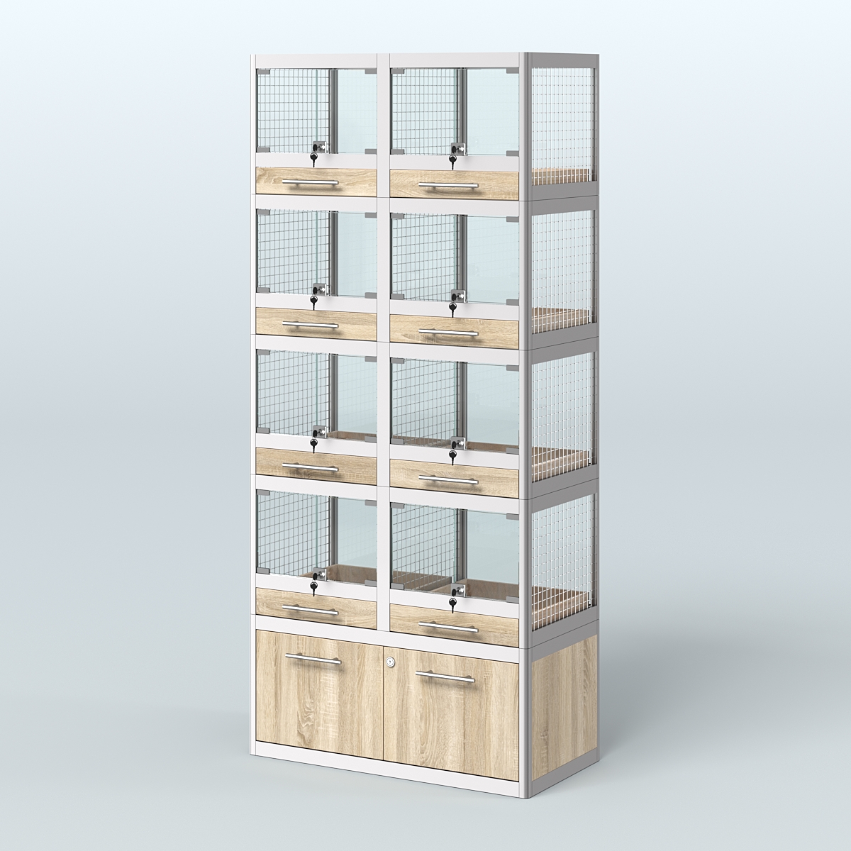 Витрина большая для продажи животных - крупных грызунов в зоомагазин серии ШИНШИЛЛА-04 Дуб сонома