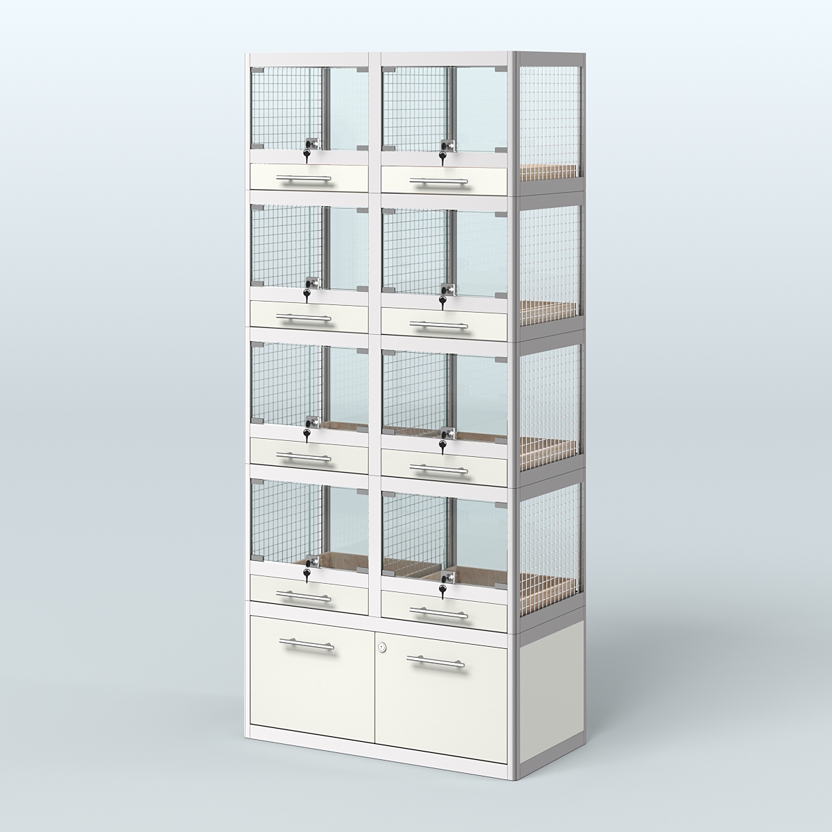 Витрина большая для продажи животных - крупных грызунов в зоомагазин серии ШИНШИЛЛА-04 Белый