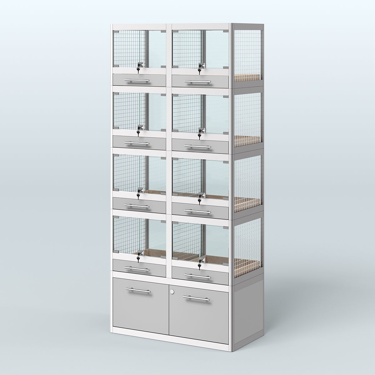 Витрина большая для продажи животных - крупных грызунов в зоомагазин серии ШИНШИЛЛА-04 Серый