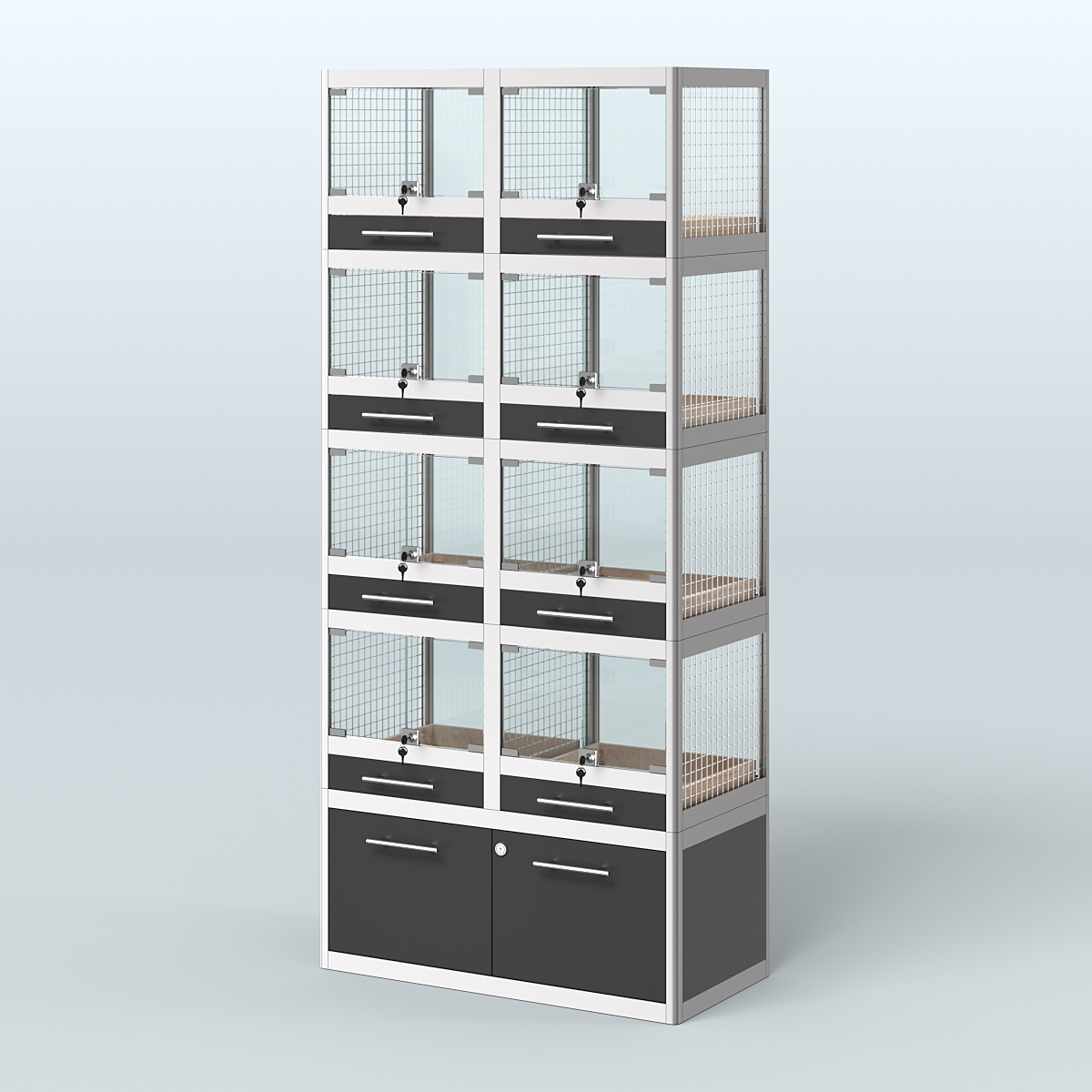 Витрина большая для продажи животных - крупных грызунов в зоомагазин серии ШИНШИЛЛА-04 Черный