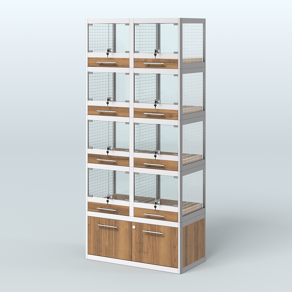 Витрина большая для продажи животных - крупных грызунов в зоомагазин серии ШИНШИЛЛА-04 Орех