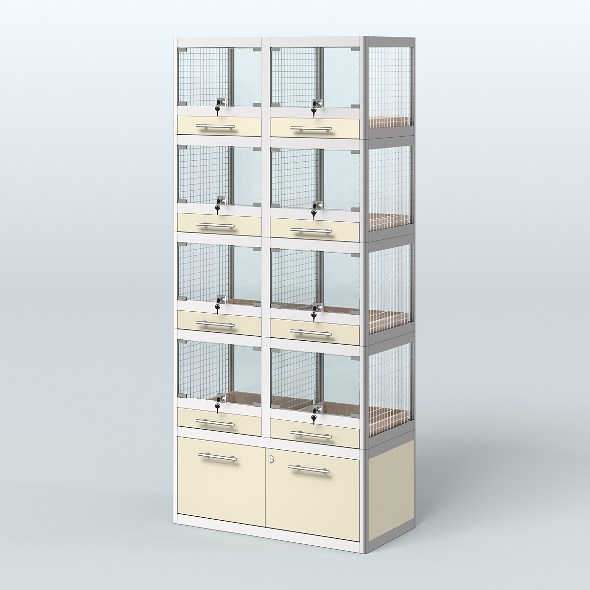 Витрина большая для продажи животных - крупных грызунов в зоомагазин серии ШИНШИЛЛА-04 Крем Вайс