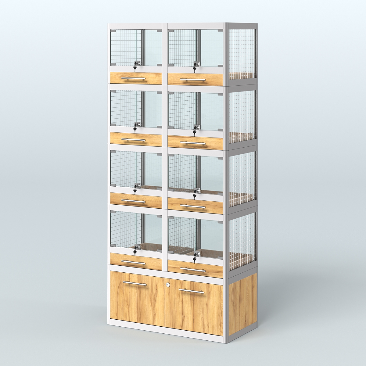 Витрина большая для продажи животных - крупных грызунов в зоомагазин серии ШИНШИЛЛА-04 Дуб Золотистый