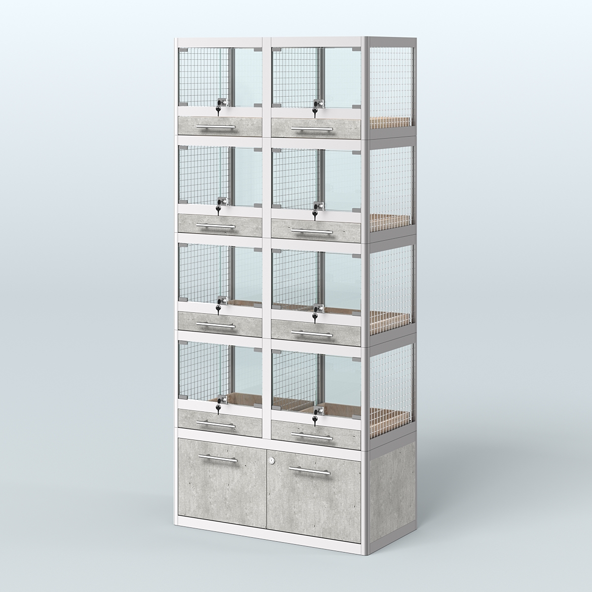 Витрина большая для продажи животных - крупных грызунов в зоомагазин серии ШИНШИЛЛА-04 Метрополитан Грей