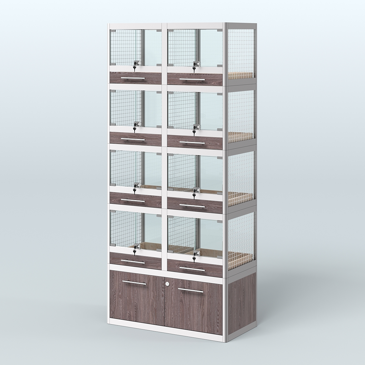 Витрина большая для продажи животных - крупных грызунов в зоомагазин серии ШИНШИЛЛА-04 Ясень Анкор темный