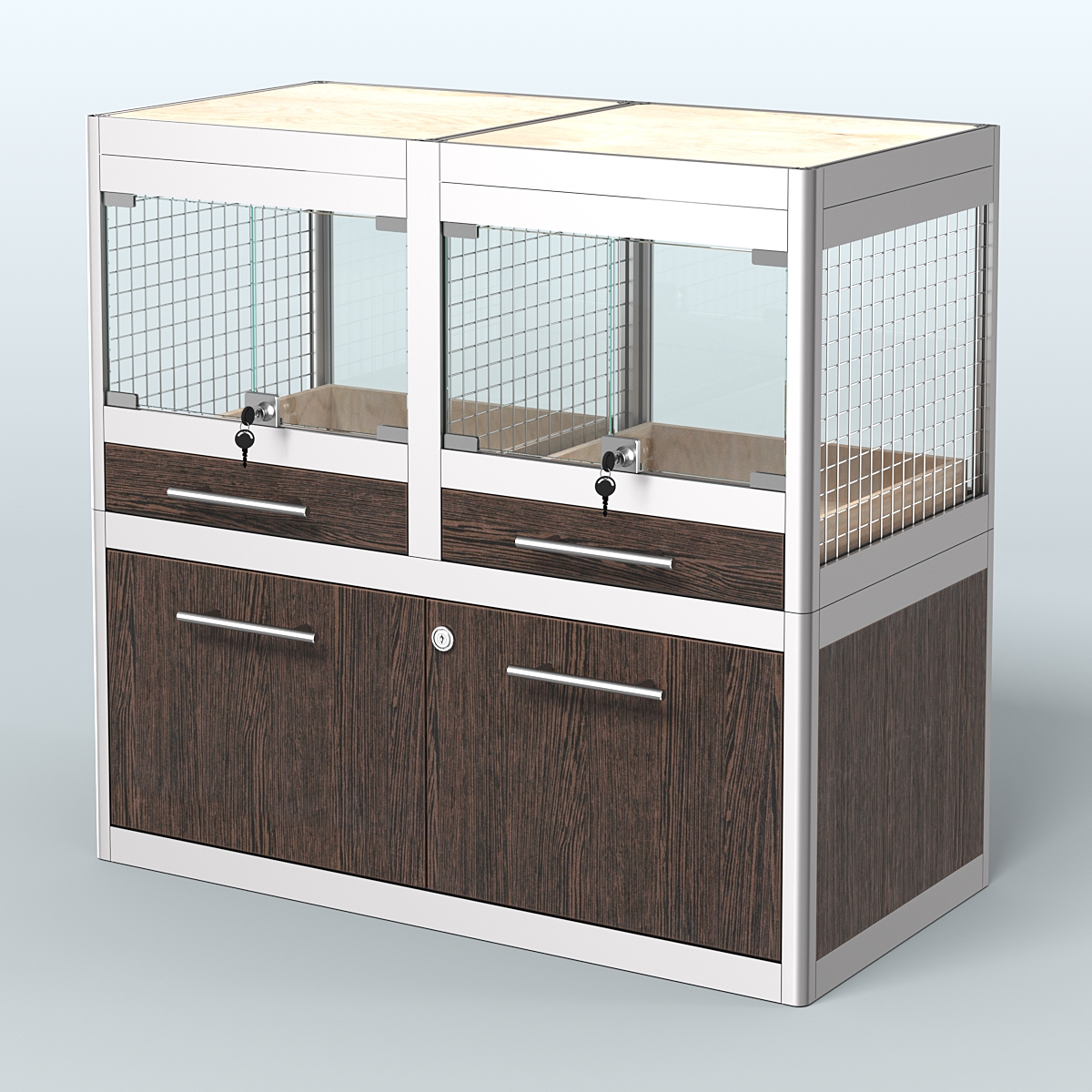 Витрина низкая с подсветкой для продажи крупных грызунов в зоомагазин серии ШИНШИЛЛА-С-01 Дуб Венге