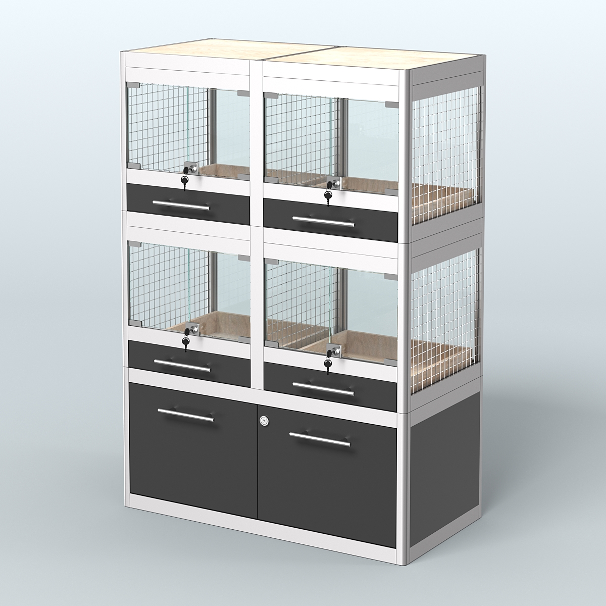 Витрина малая с подсветкой для продажи крупных грызунов в зоомагазин серии ШИНШИЛЛА-С-02 Черный