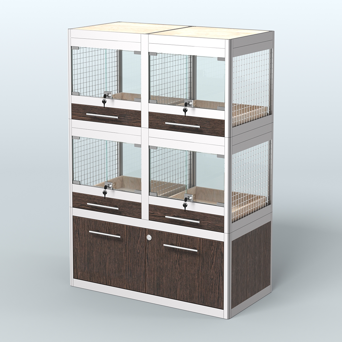 Витрина малая с подсветкой для продажи крупных грызунов в зоомагазин серии ШИНШИЛЛА-С-02 Дуб Венге