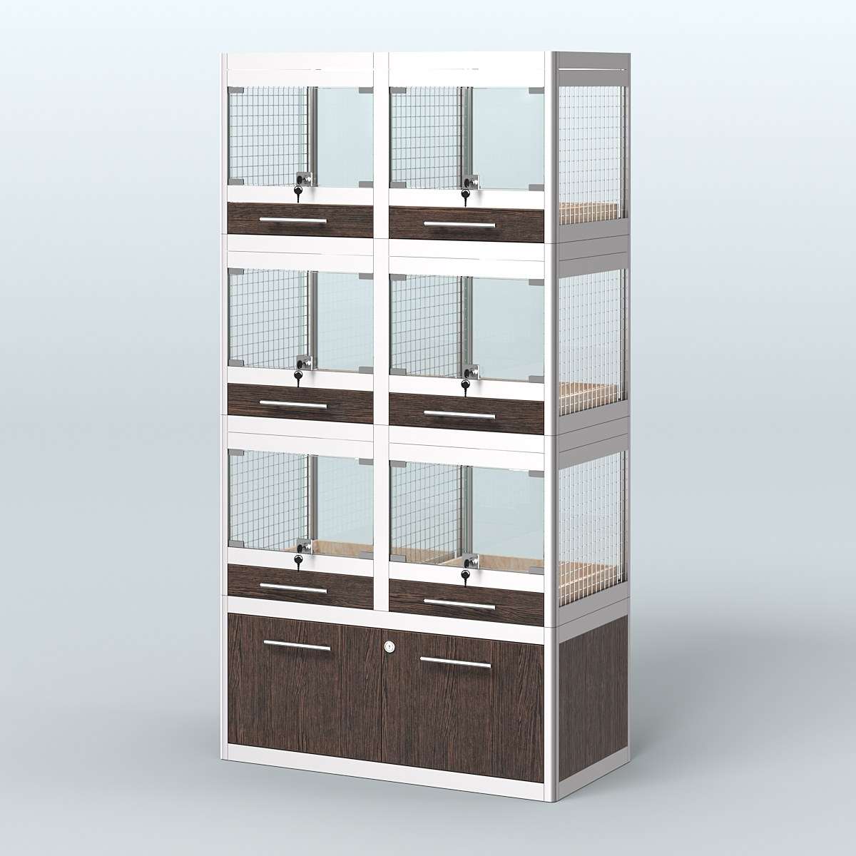 Витрина средняя с подсветкой для продажи крупных грызунов в зоомагазин серии ШИНШИЛЛА-С-03 Дуб Венге