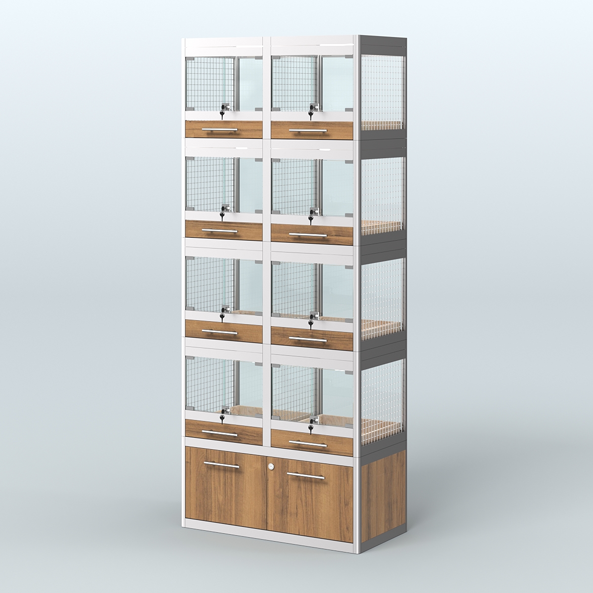 Витрина большая с подсветкой для продажи крупных грызунов в зоомагазин серии ШИНШИЛЛА-С-04 Орех