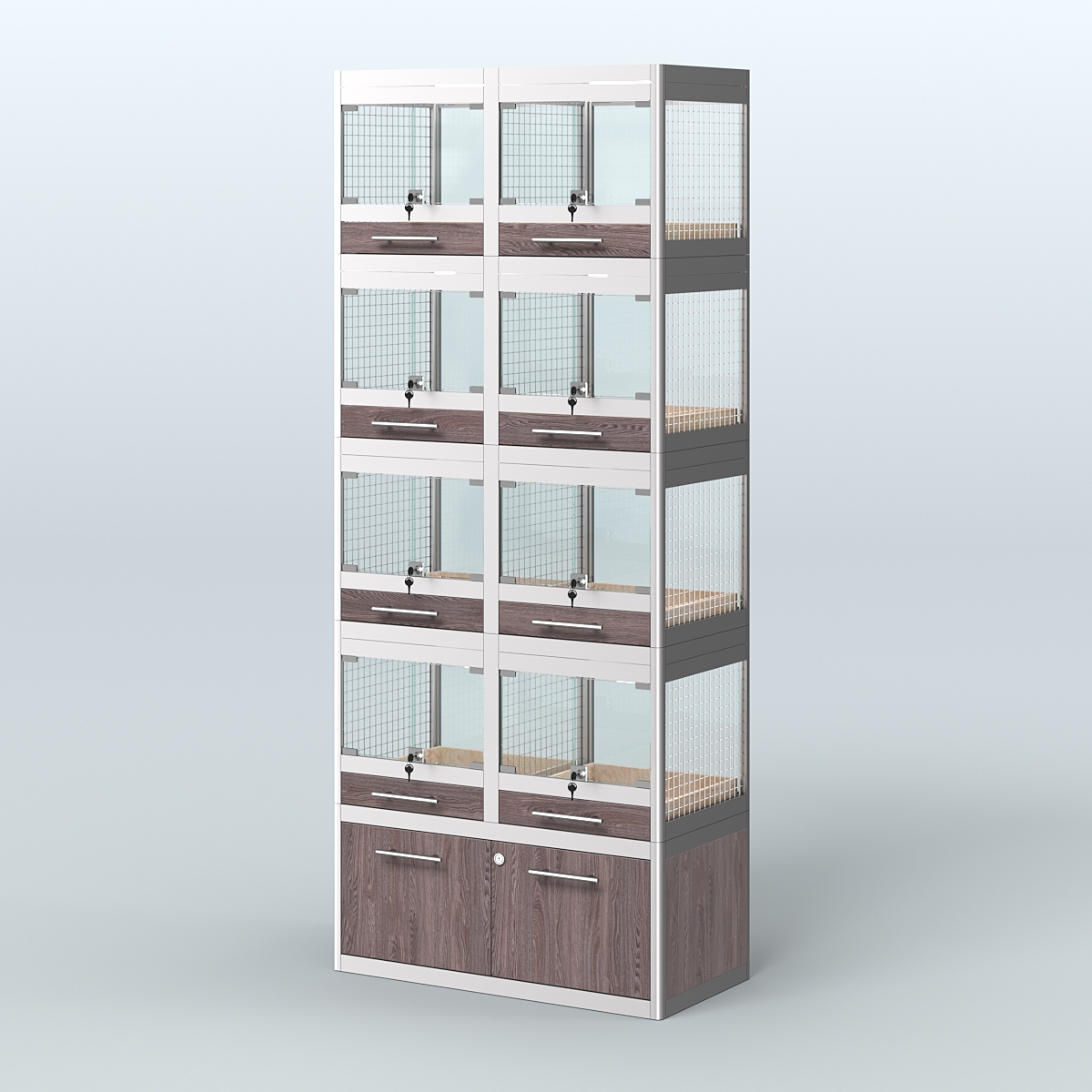 Витрина большая с подсветкой для продажи крупных грызунов в зоомагазин серии ШИНШИЛЛА-С-04 Ясень Анкор темный