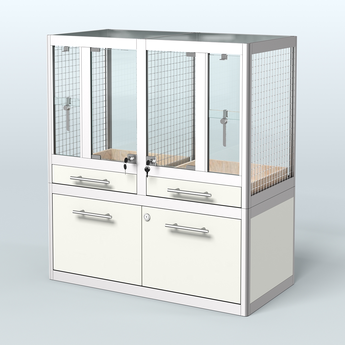 Витрина низкая для продажи птиц в зоомагазин серии ЖАКО-01 Белый