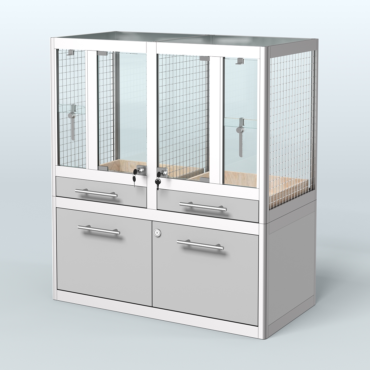 Витрина низкая для продажи птиц в зоомагазин серии ЖАКО-01 Серый