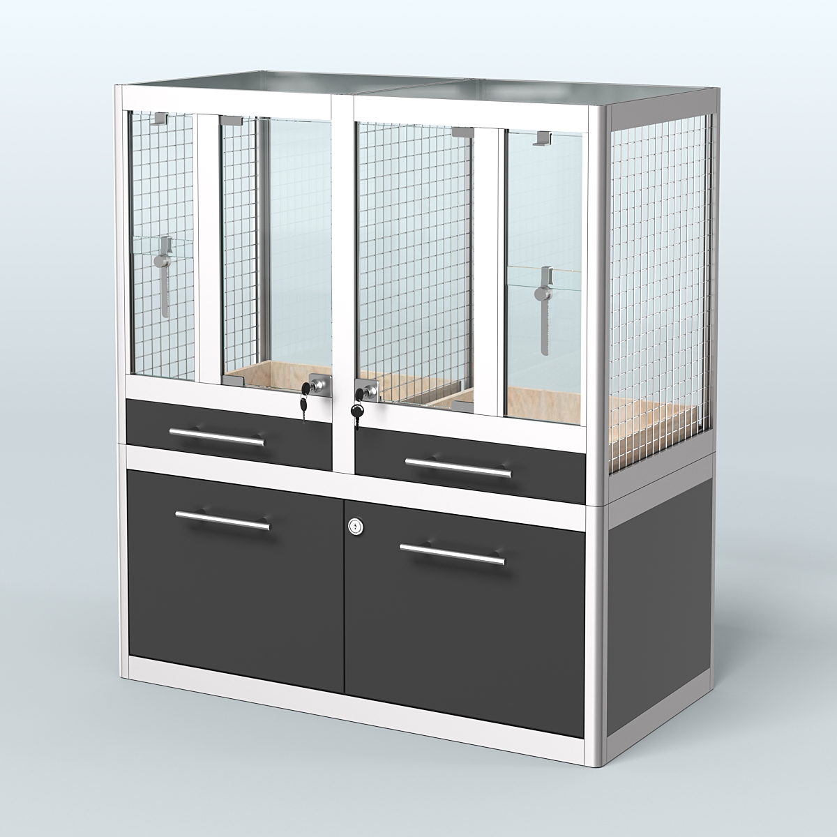 Витрина низкая для продажи птиц в зоомагазин серии ЖАКО-01 Черный