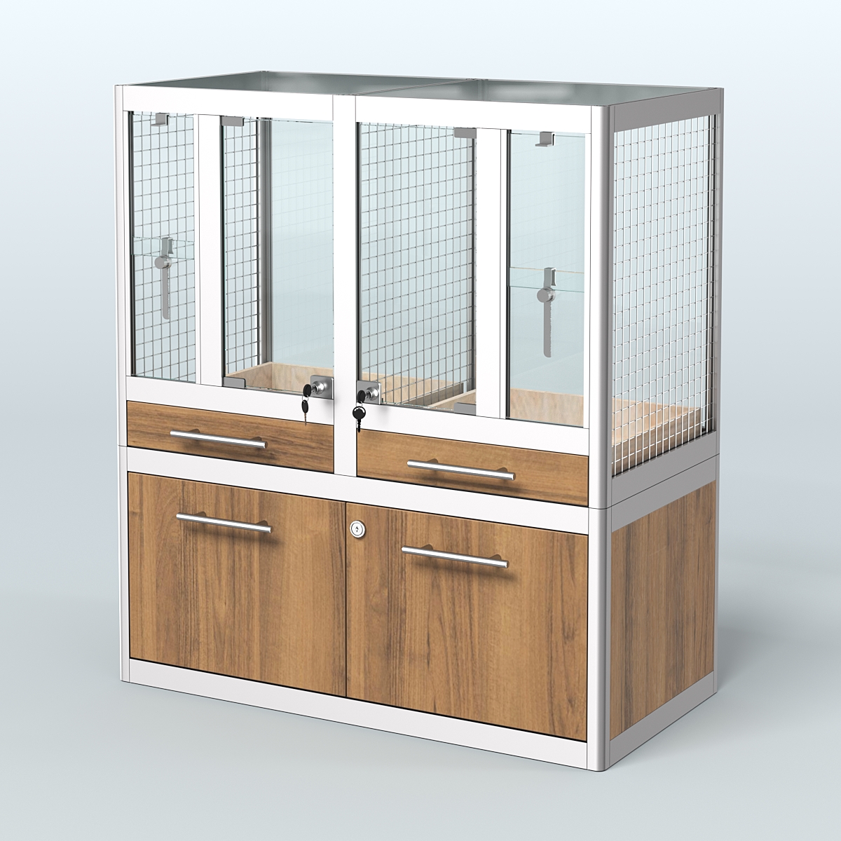 Витрина низкая для продажи птиц в зоомагазин серии ЖАКО-01 Орех