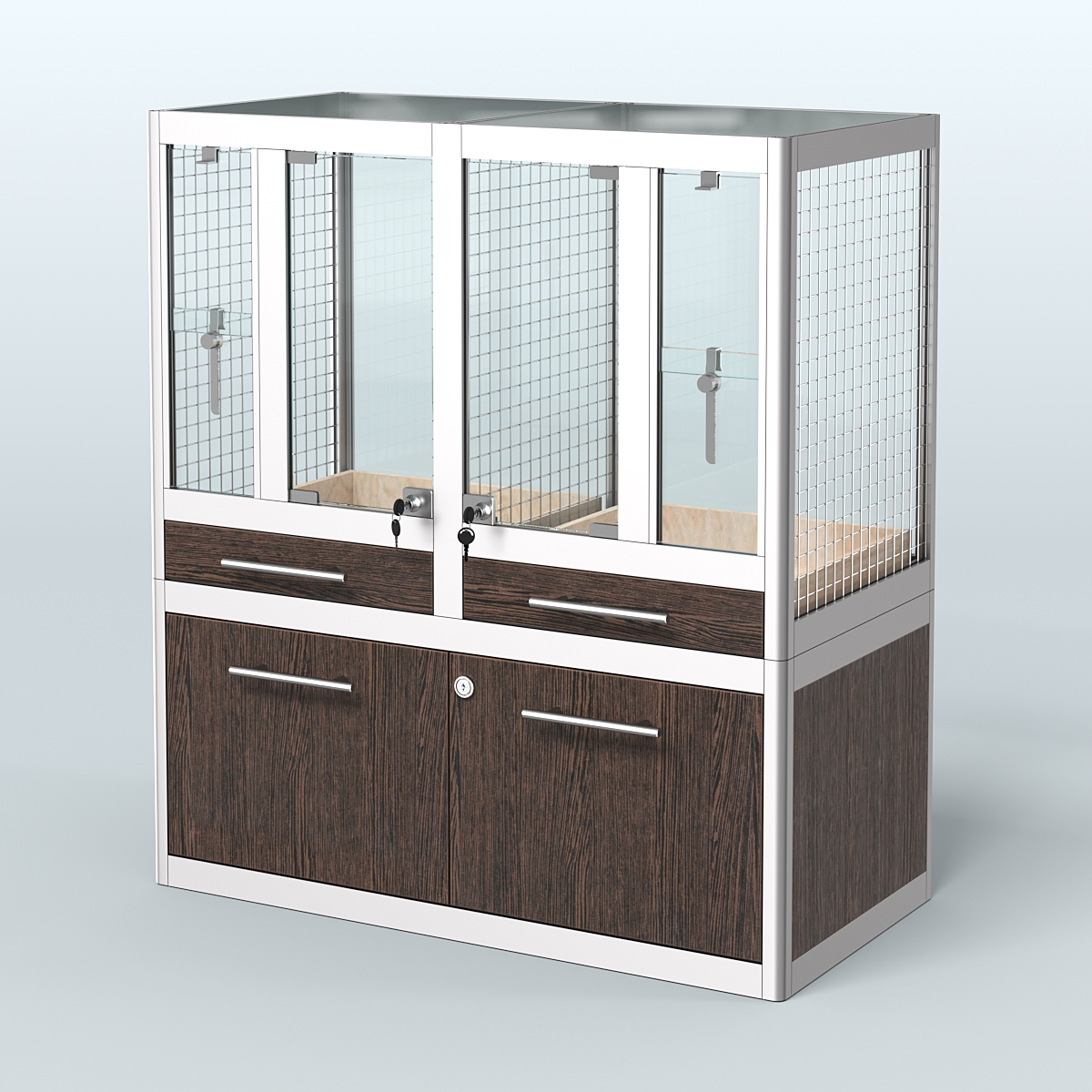 Витрина низкая для продажи птиц в зоомагазин серии ЖАКО-01 Дуб Венге