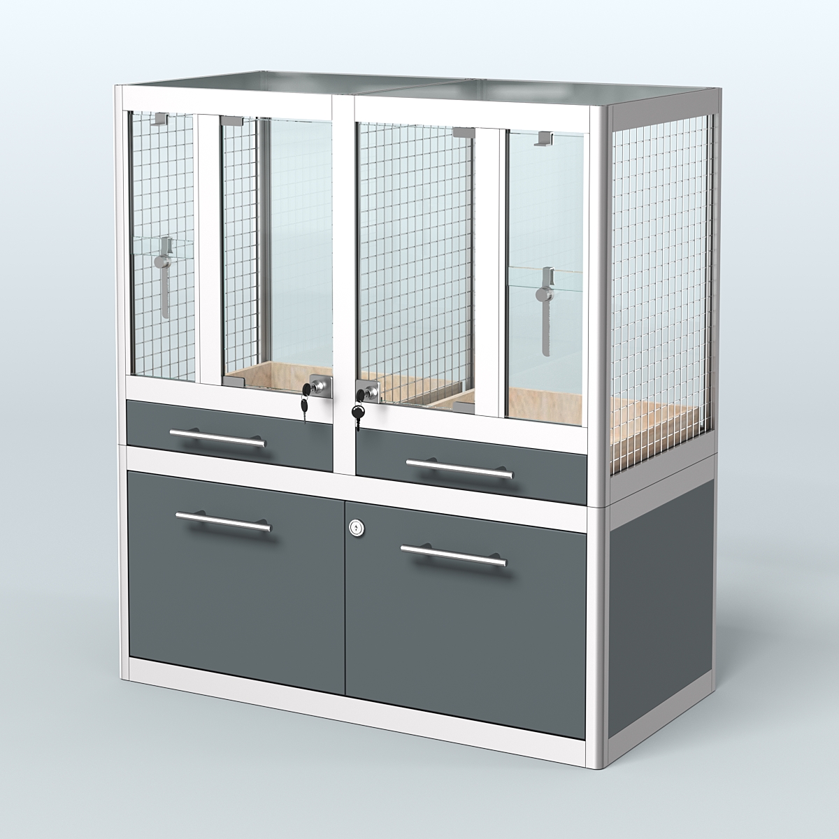 Витрина низкая для продажи птиц в зоомагазин серии ЖАКО-01 Темно-Серый