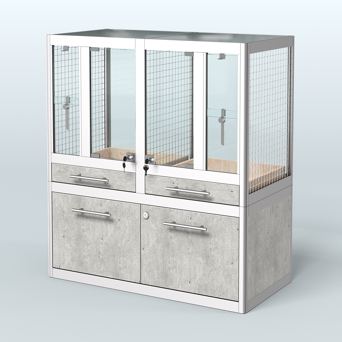 Витрина низкая для продажи птиц в зоомагазин серии ЖАКО-01 Метрополитан Грей