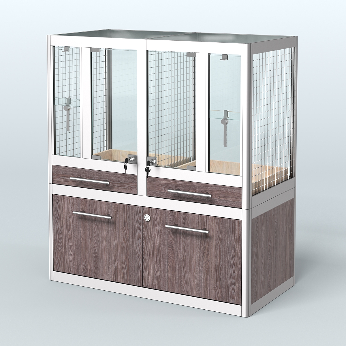 Витрина низкая для продажи птиц в зоомагазин серии ЖАКО-01 Ясень Анкор темный