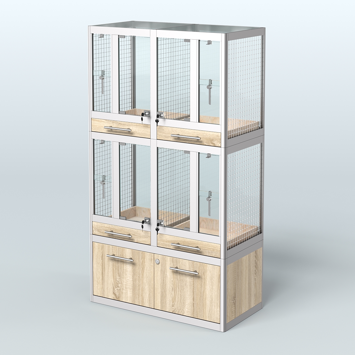 Витрина малая для продажи птиц в зоомагазин серии ЖАКО-02 Дуб сонома
