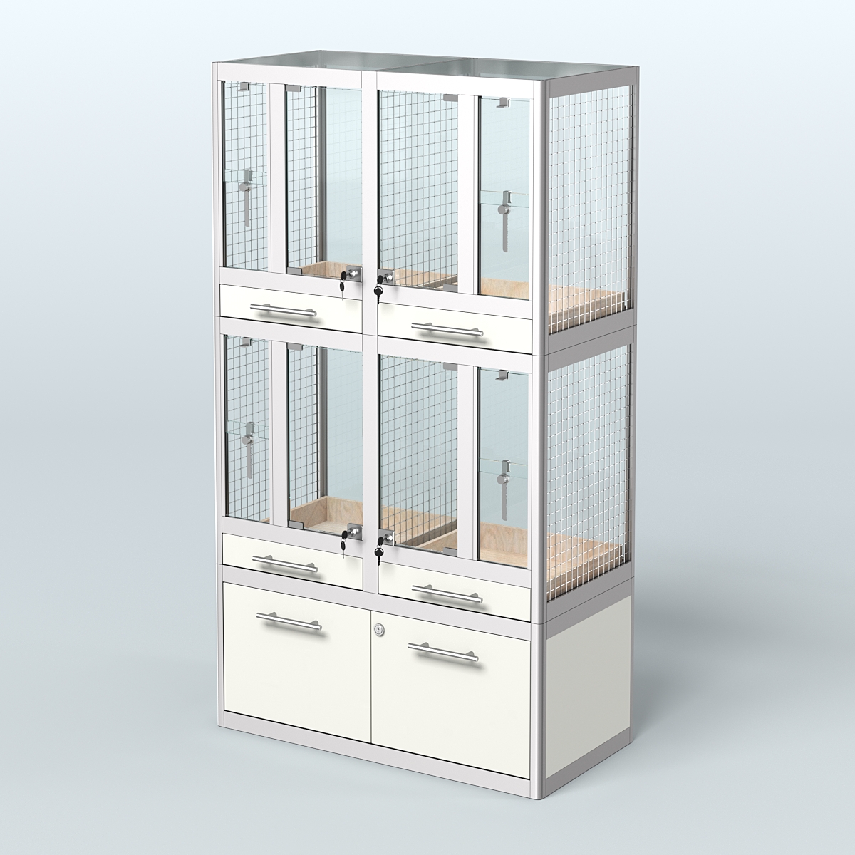 Витрина малая для продажи птиц в зоомагазин серии ЖАКО-02 Белый