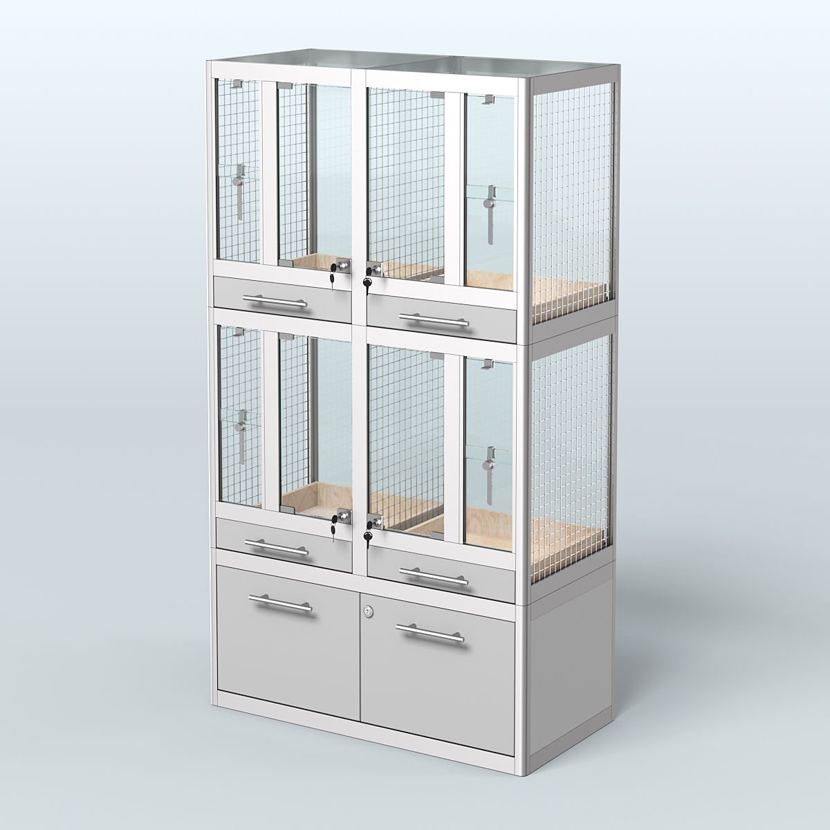 Витрина малая для продажи птиц в зоомагазин серии ЖАКО-02 Серый