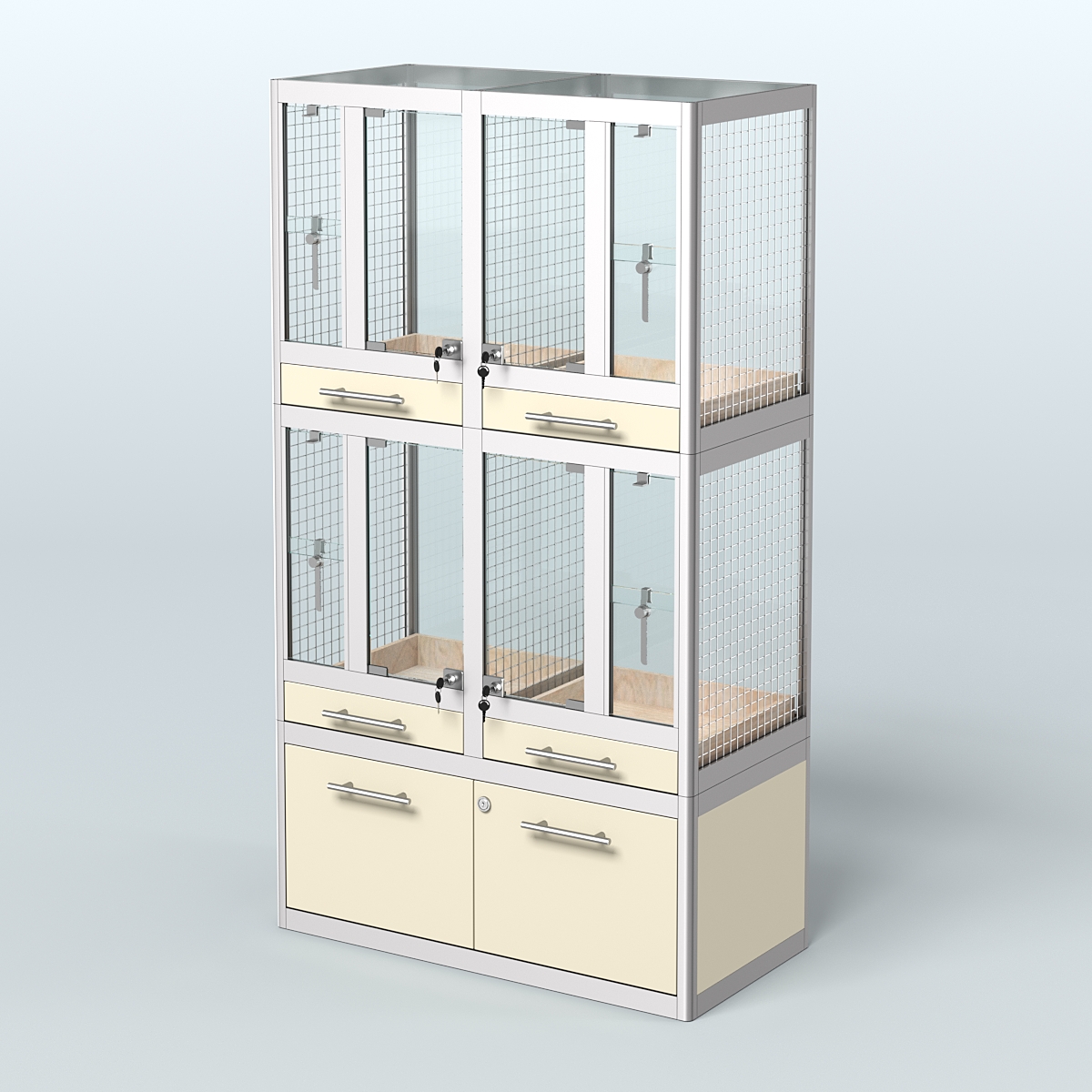 Витрина малая для продажи птиц в зоомагазин серии ЖАКО-02 Крем Вайс